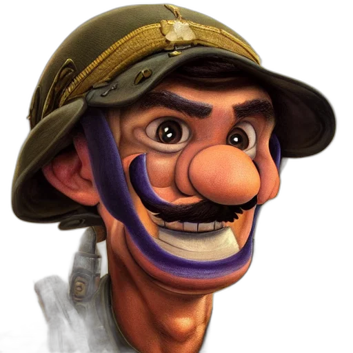 face, hat, staff, photorealistic transparent PNG cut-out