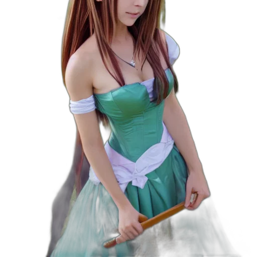 dress, staff, 3d render, photorealistic transparent PNG cut-out