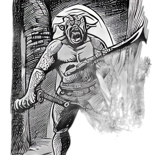 sword, creature, comic book art, pencil sketch transparent PNG cut-out