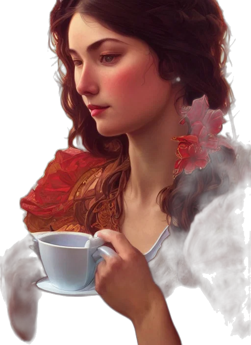face, dress, photorealistic, oil painting transparent PNG cut-out