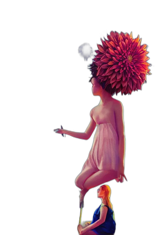 flower, dress, crown, hair transparent PNG cut-out