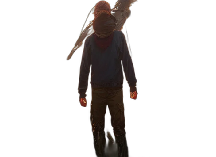 mask, jacket, staff, creature transparent PNG cut-out