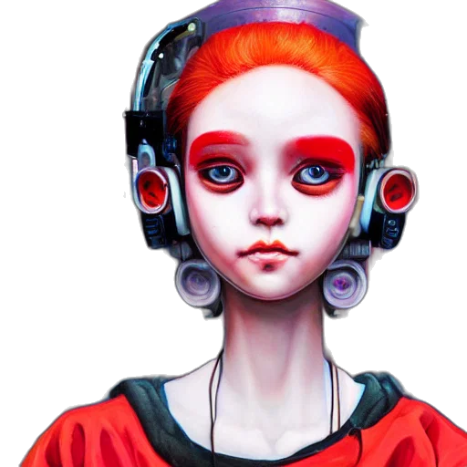 robot, face, concept art, cyberpunk transparent PNG cut-out