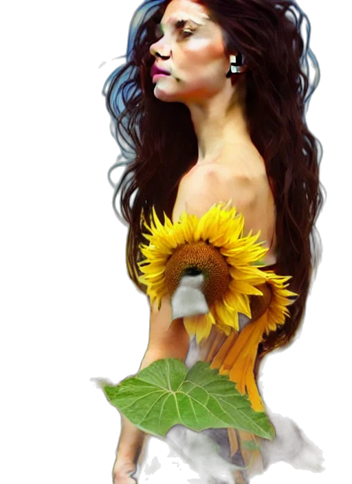 flower, dress, photorealistic, fantasy art transparent PNG cut-out