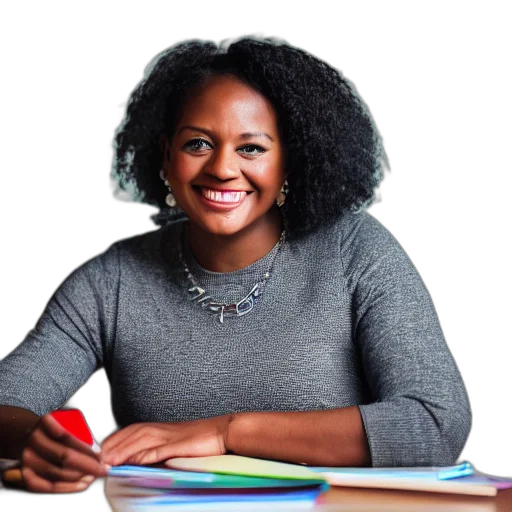 black, female, teacher, smirking transparent PNG cut-out