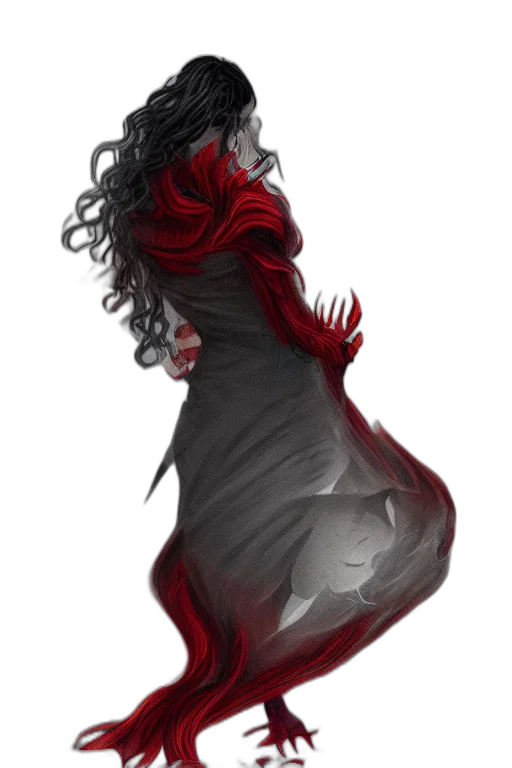 dress, hair, mask, creature transparent PNG cut-out