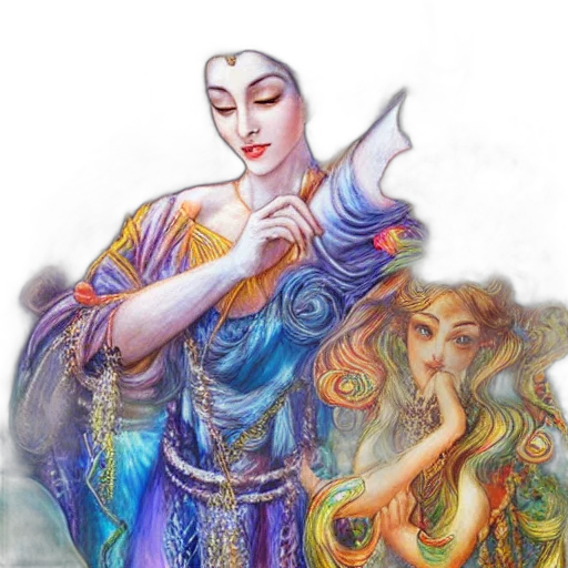 staff, mask, fantasy art, oil painting transparent PNG cut-out