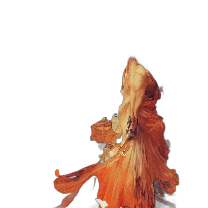 dress, hair, staff, mask transparent PNG cut-out