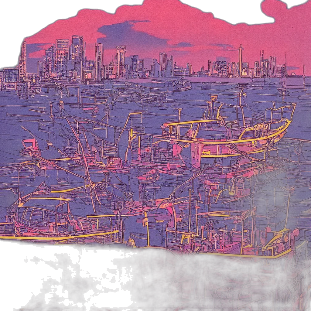 vaporwave, concept art, 3d render, cyberpunk transparent PNG cut-out