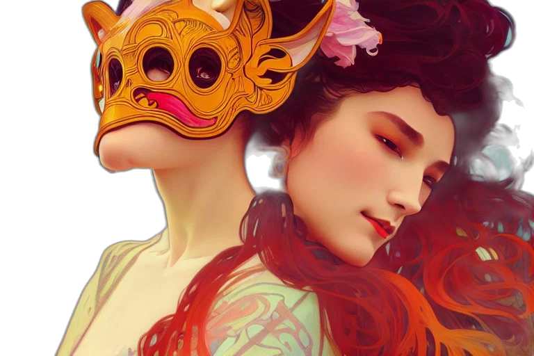 mask, crown, fantasy art, photorealistic transparent PNG cut-out