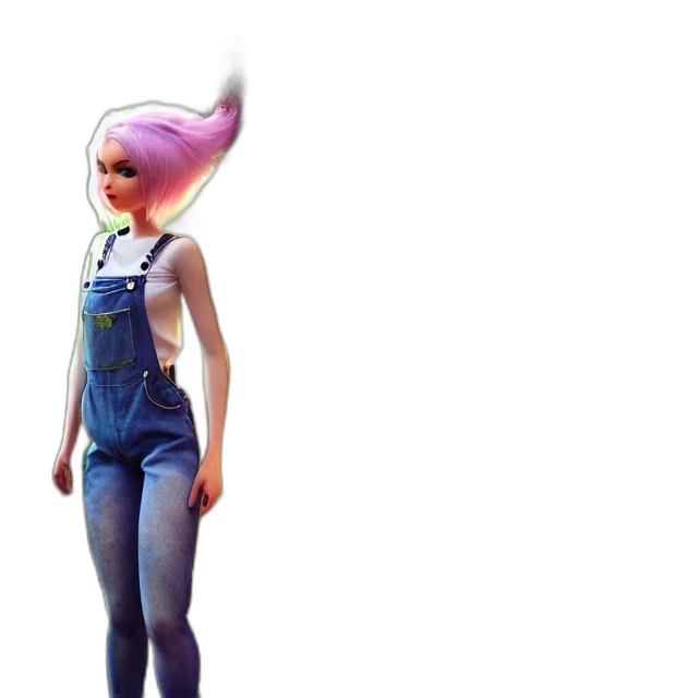 dress, hair, robot, staff transparent PNG cut-out