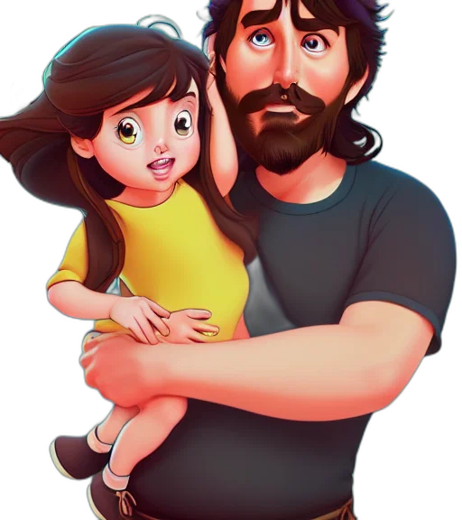 hair, face, cartoon, photorealistic transparent PNG cut-out