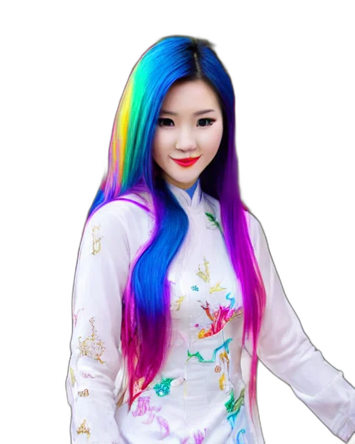 hair, dress, photorealistic, vaporwave transparent PNG cut-out