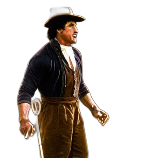 staff, hat, jacket, weapon transparent PNG cut-out