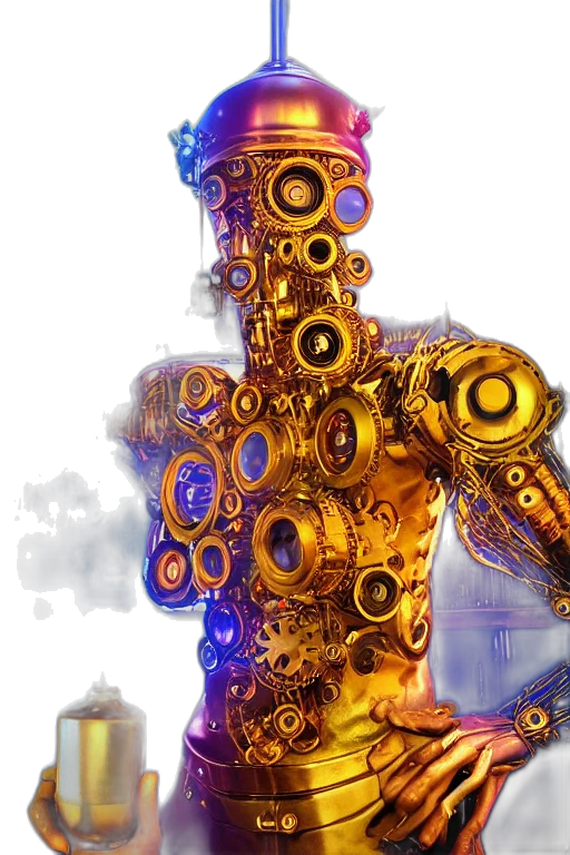 robot, weapon, staff, bottle transparent PNG cut-out