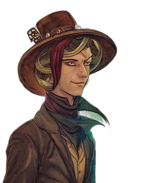 hat, staff, face, watercolor transparent PNG cut-out