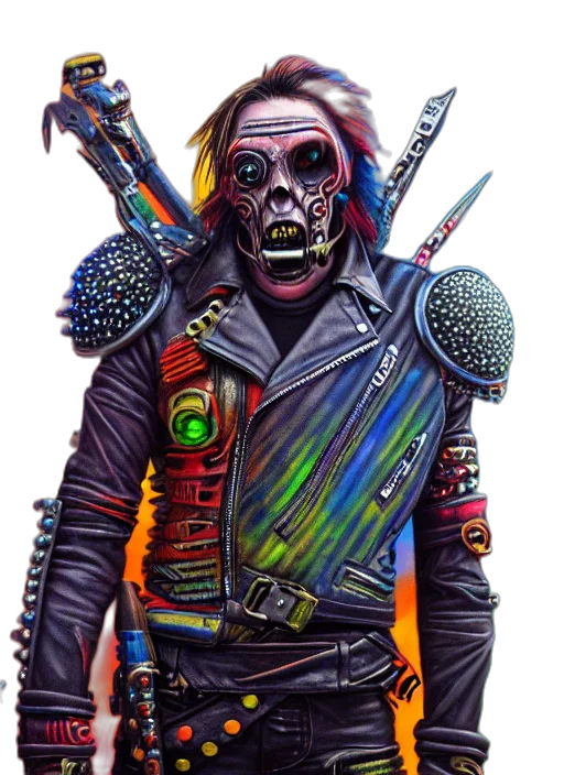 jacket, staff, weapon, mask transparent PNG cut-out