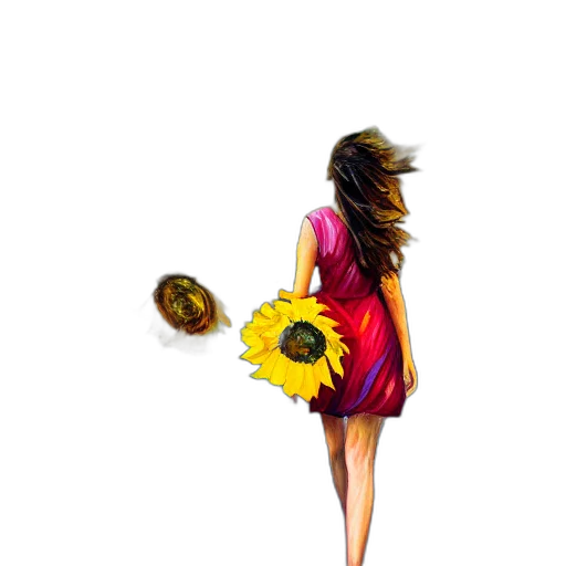 dress, flower, umbrella, staff transparent PNG cut-out
