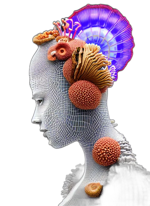 robot, crown, hat, cyberpunk transparent PNG cut-out