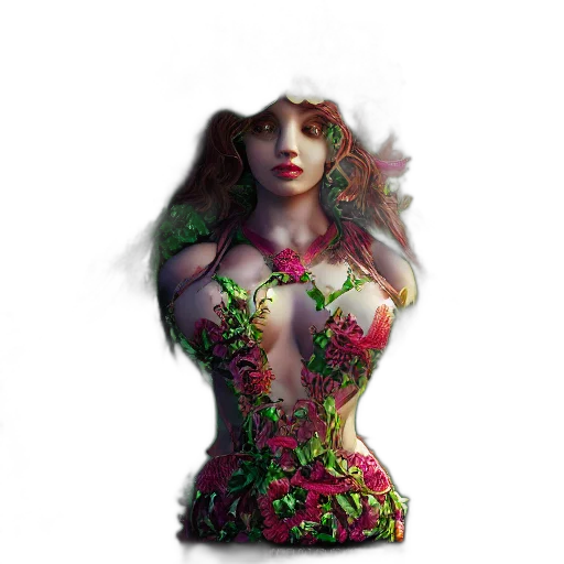 dress, flower, crown, fantasy art transparent PNG cut-out