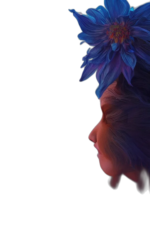 crown, flower, hat, face transparent PNG cut-out