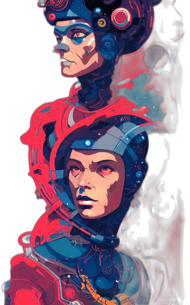 robot, face, comic book art, concept art transparent PNG cut-out