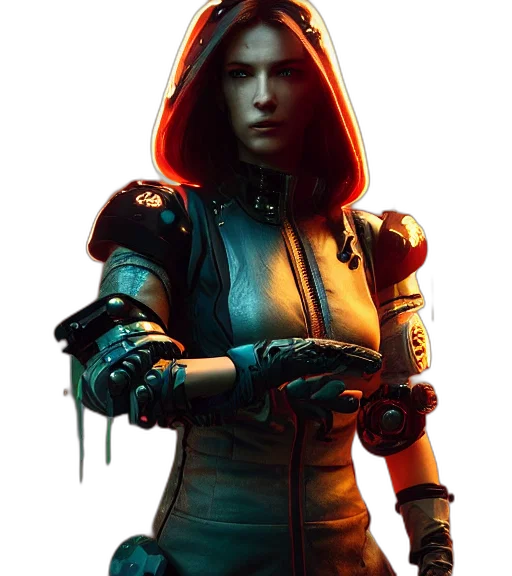 jacket, robot, staff, weapon transparent PNG cut-out