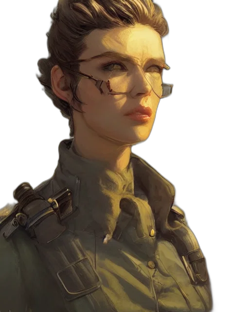 face, staff, jacket, weapon transparent PNG cut-out
