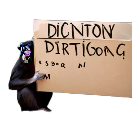 monkey, holding, sign, text transparent PNG cut-out