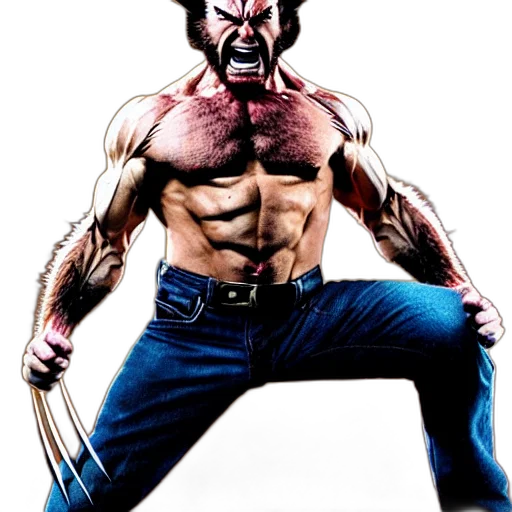 comic book art, concept art, wolverine, action transparent PNG cut-out