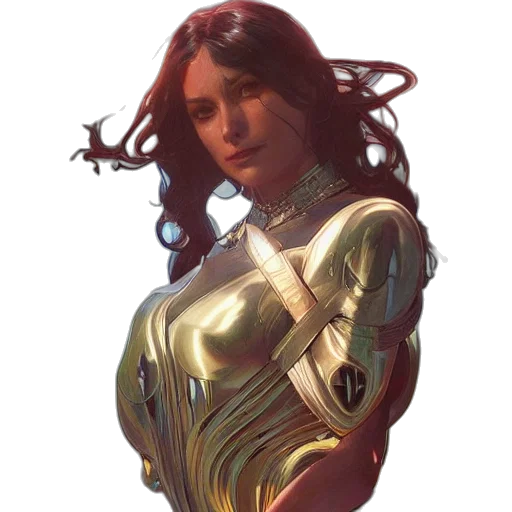 dress, robot, comic book art, concept art transparent PNG cut-out