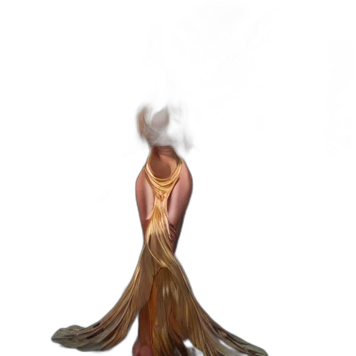 dress, hair, mask, staff transparent PNG cut-out
