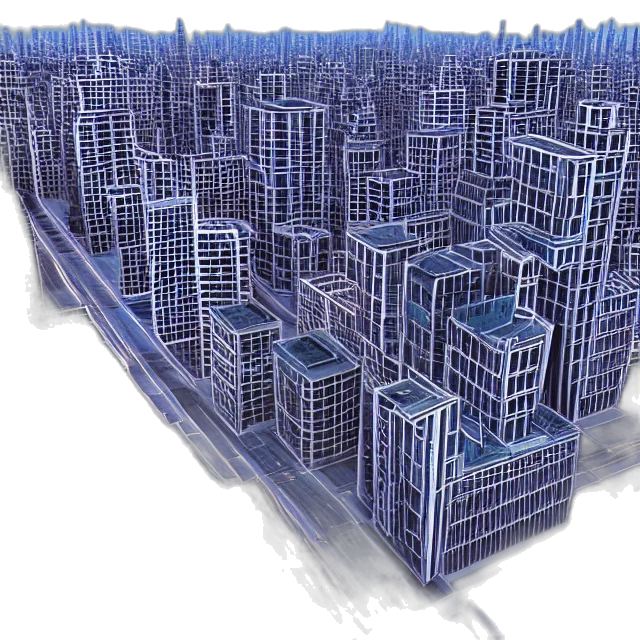 building, 3d render, concept art, cyberpunk transparent PNG cut-out