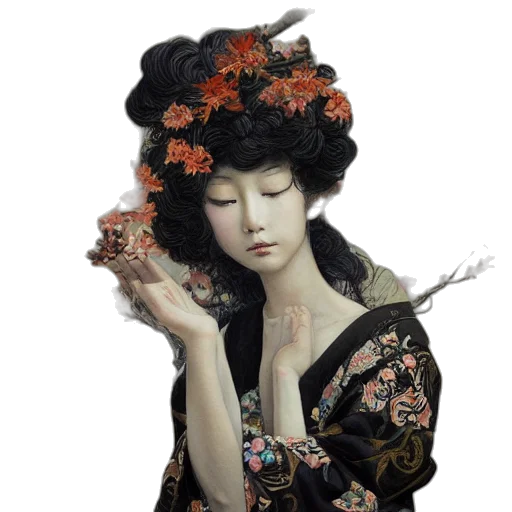 dress, flower, mask, photorealistic transparent PNG cut-out