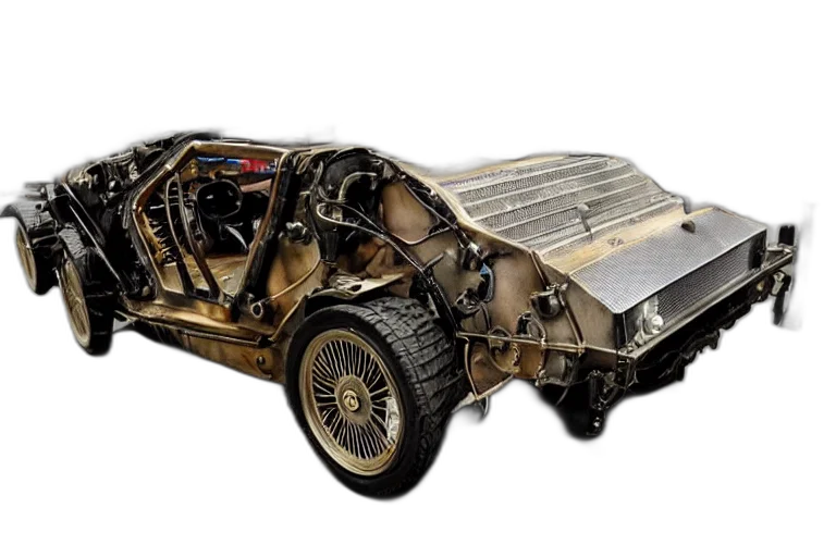 car, steampunk, delorean transparent PNG cut-out