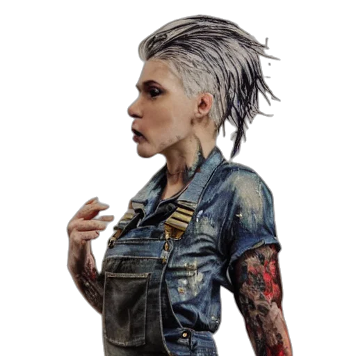 jacket, hair, cyberpunk, concept art transparent PNG cut-out