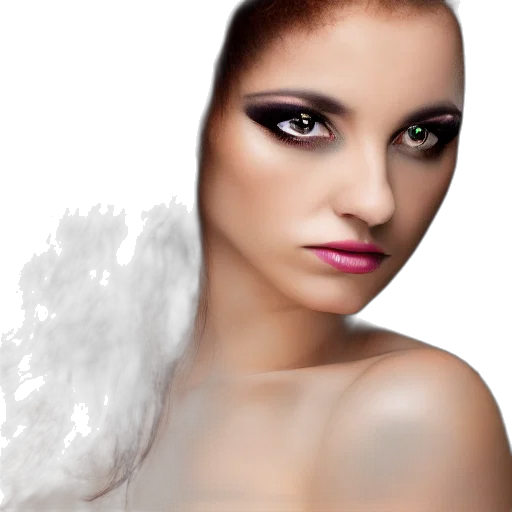 hair, face, jewelry, photorealistic transparent PNG cut-out