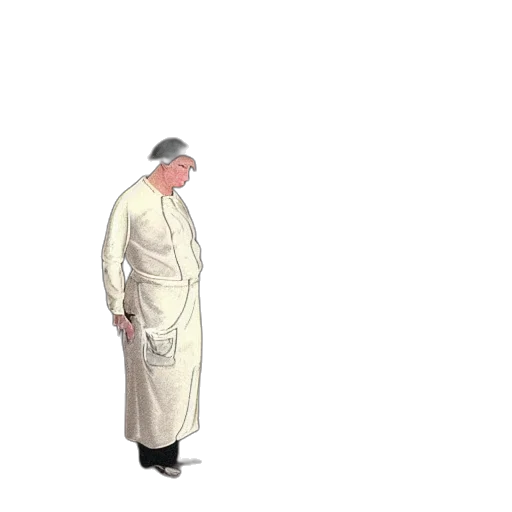 jacket, dress, hat, staff transparent PNG cut-out