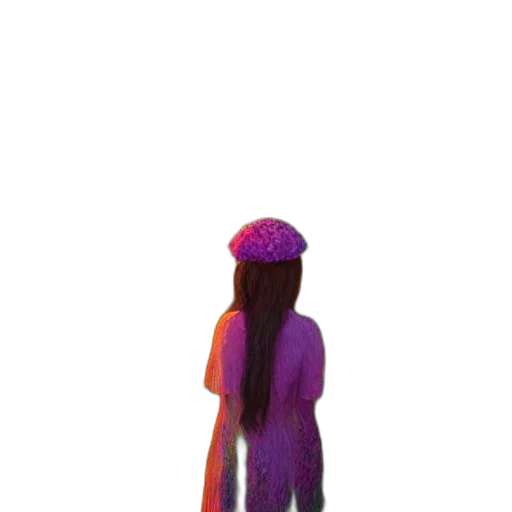 hat, dress, hair, staff transparent PNG cut-out