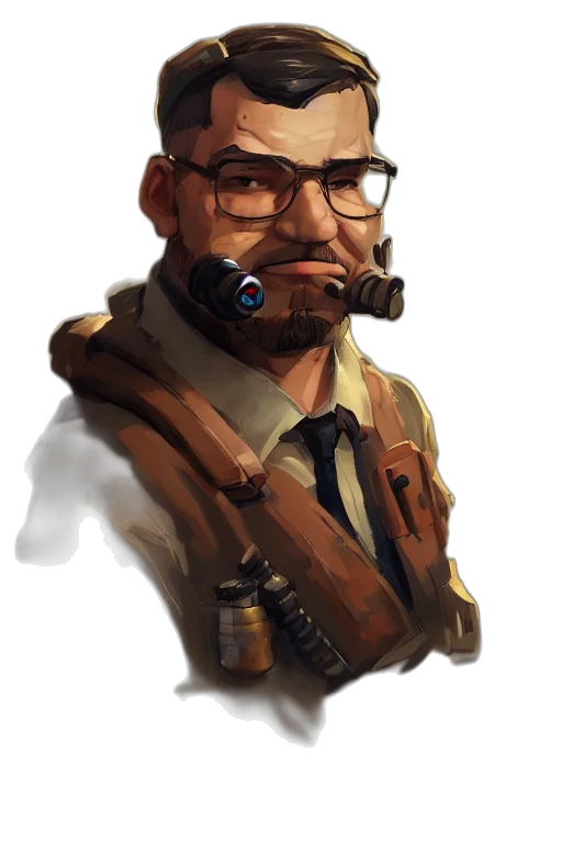 staff, face, jacket, weapon transparent PNG cut-out