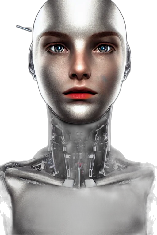 robot, face, 3d render, concept art transparent PNG cut-out