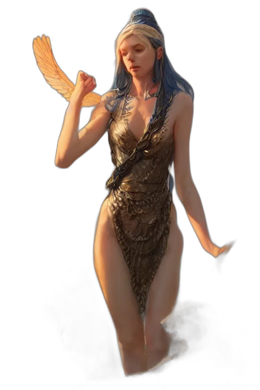 dress, creature, staff, concept art transparent PNG cut-out