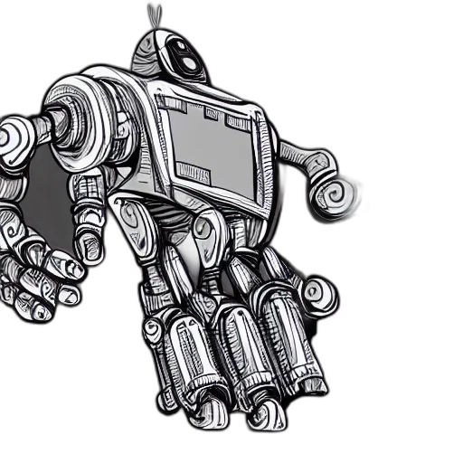 robot, weapon, concept art, 3d render transparent PNG cut-out