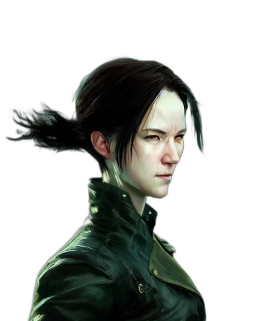 jacket, face, staff, hair transparent PNG cut-out