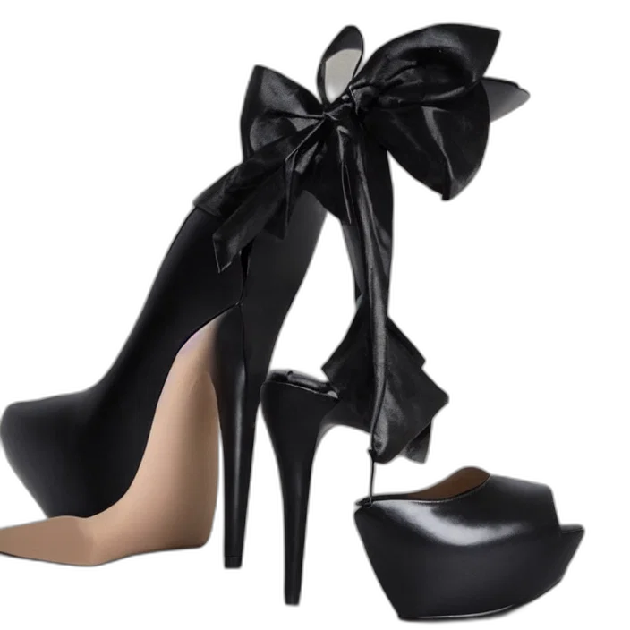shoes, 3d render, dark, stiletto transparent PNG cut-out