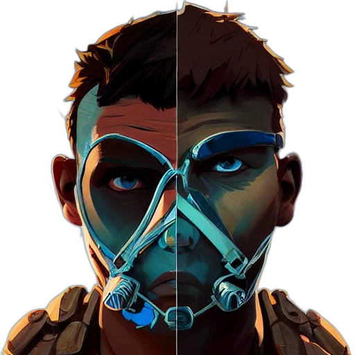 mask, face, concept art, cyberpunk transparent PNG cut-out