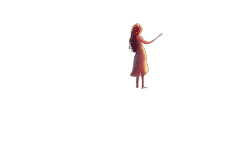 dress, robot, creature, staff transparent PNG cut-out