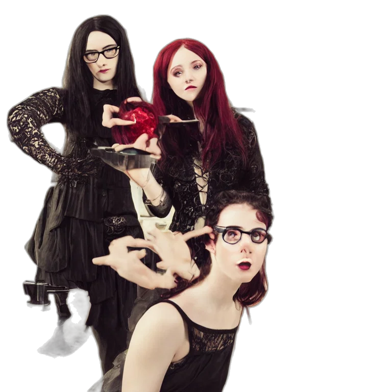 dress, concept art, three, friends transparent PNG cut-out