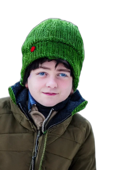 hat, face, jacket, creature transparent PNG cut-out