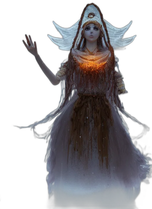 dress, creature, staff, dragon transparent PNG cut-out